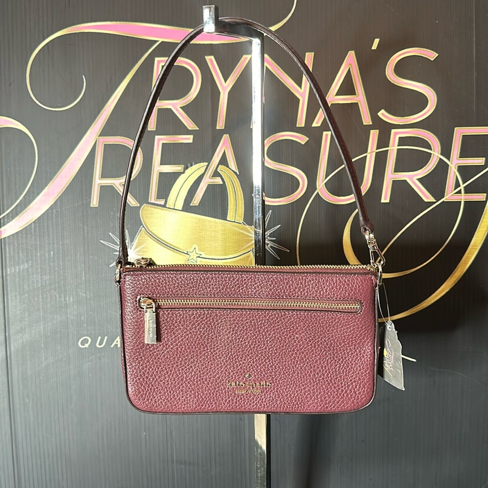 Kate Spade Leila Pebble Leather Convertible Wristlet Wallet Clutch 
Sherrywood